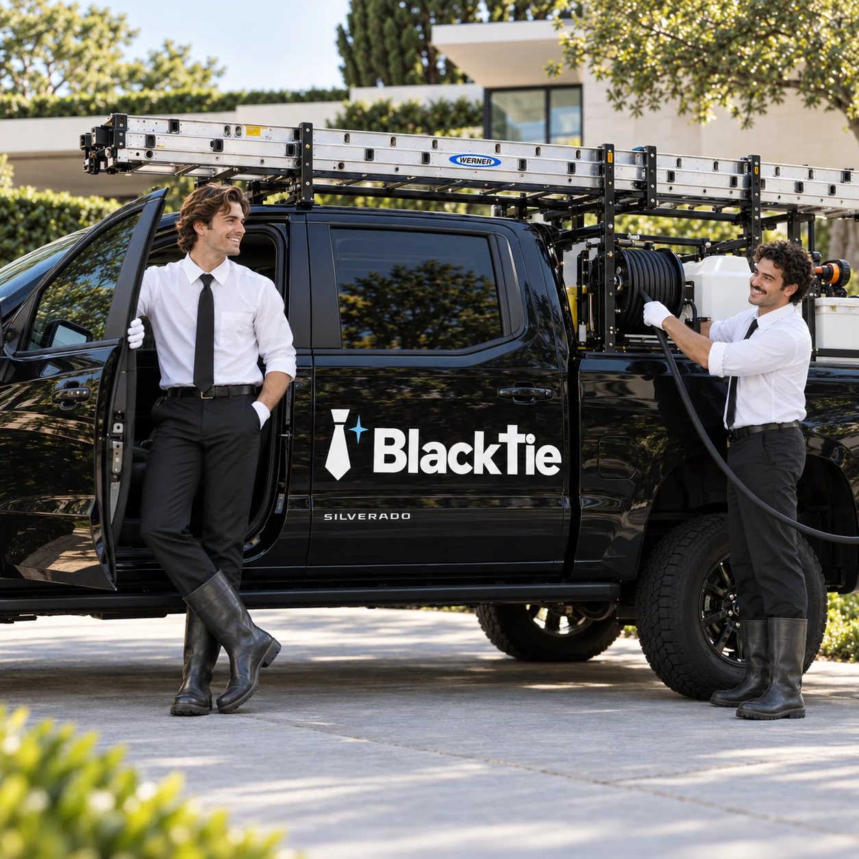Pressure-washing imagery supplied by Black Tie