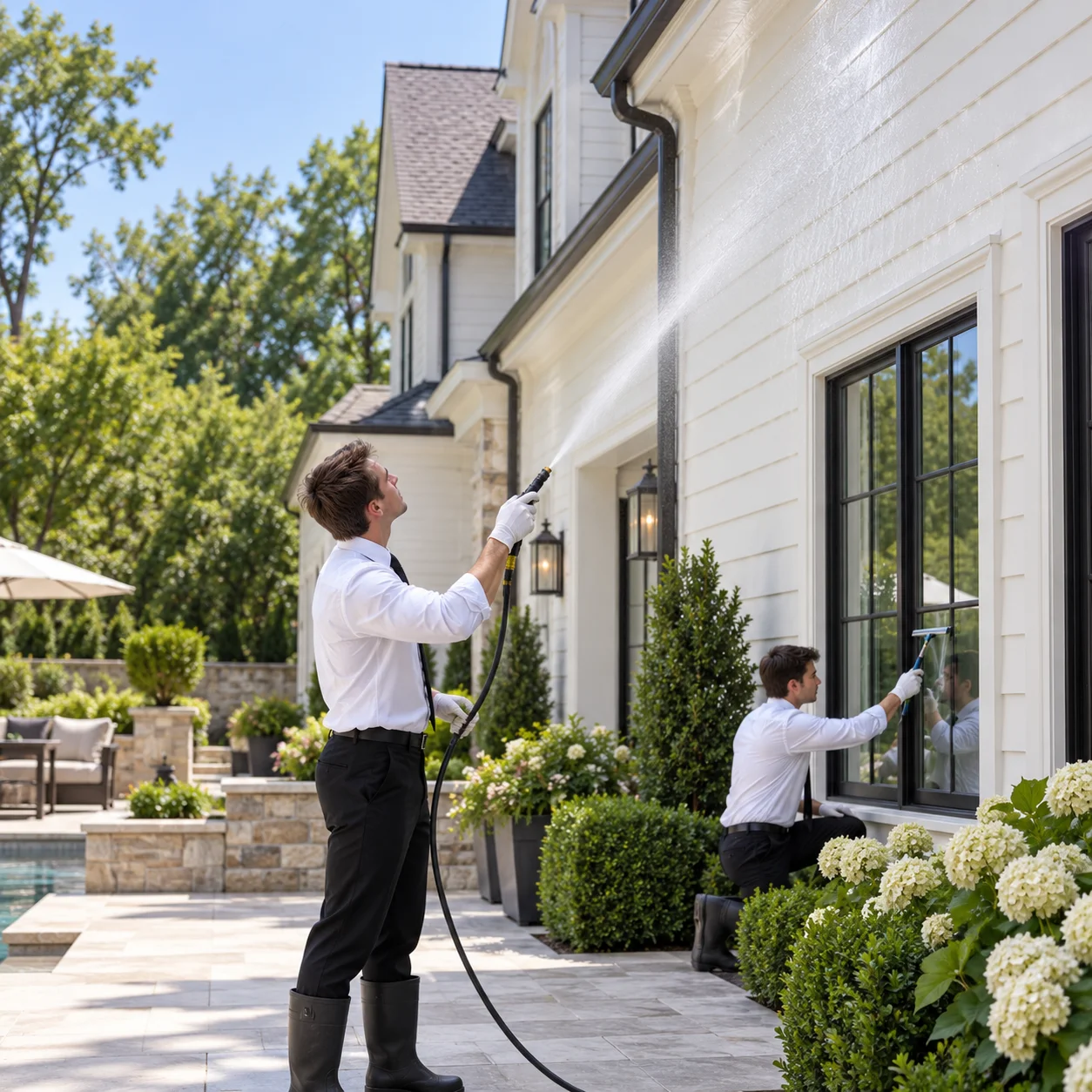 Pressure-washing imagery supplied by Black Tie