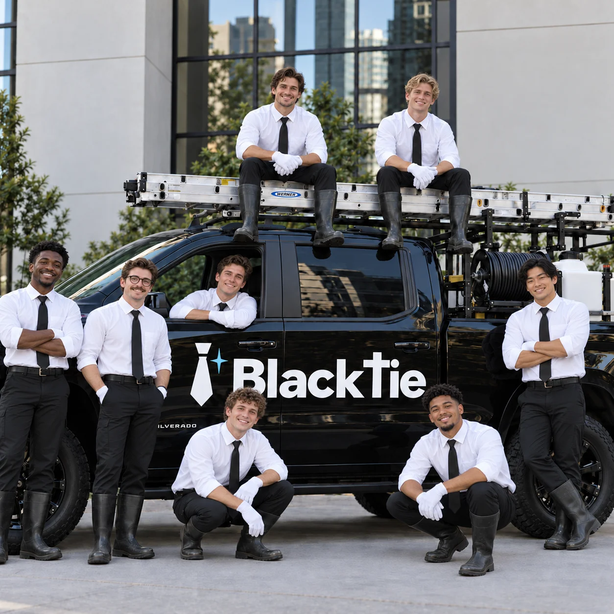 Pressure-washing imagery supplied by Black Tie