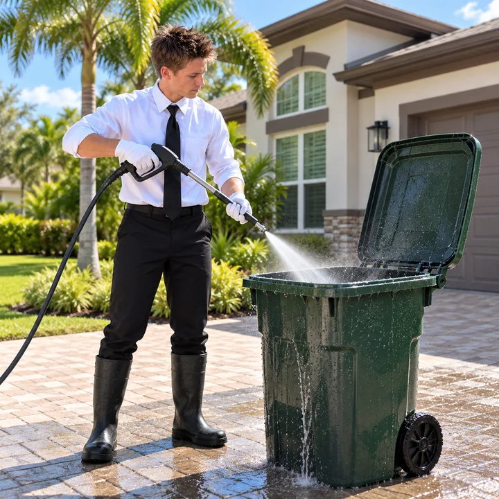 Black Tie garbage bin cleaning service imagery