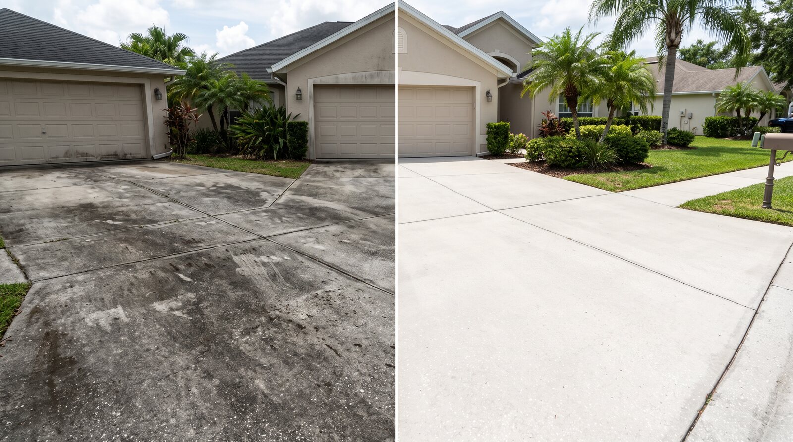 Illustrative cleaning comparison: Pressure washing